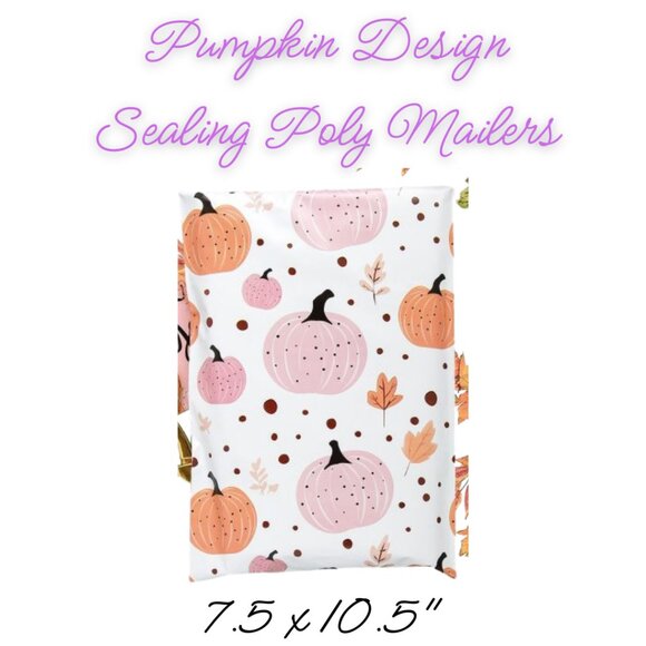 Pumpkin Design Sealing Poly Mailers ~ Qty 20 ~ Size 7.5x10.5 - Picture 1 of 3